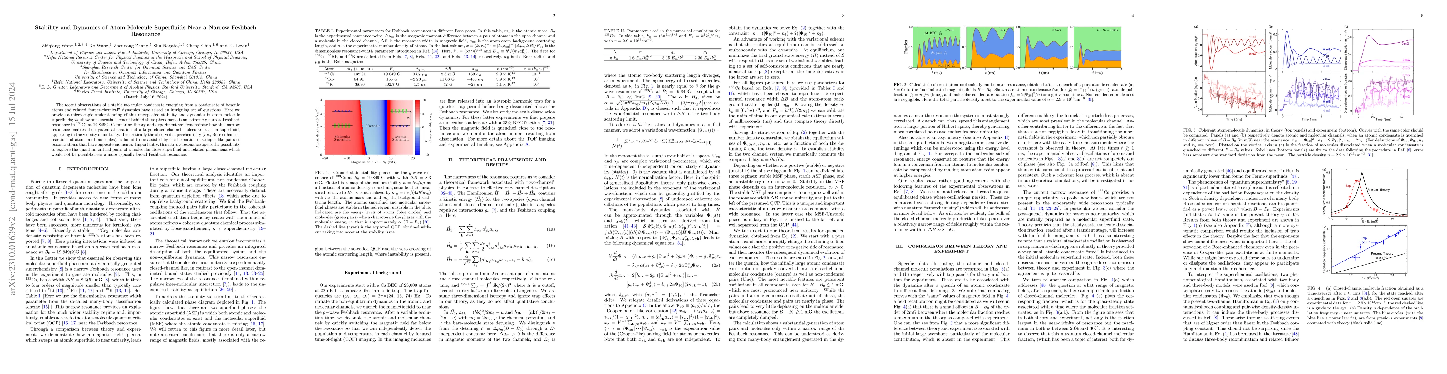 Thumbnail for Stability and Dynamics of Atom-Molecule Superfluids Near a Narrow
  Feshbach Resonance