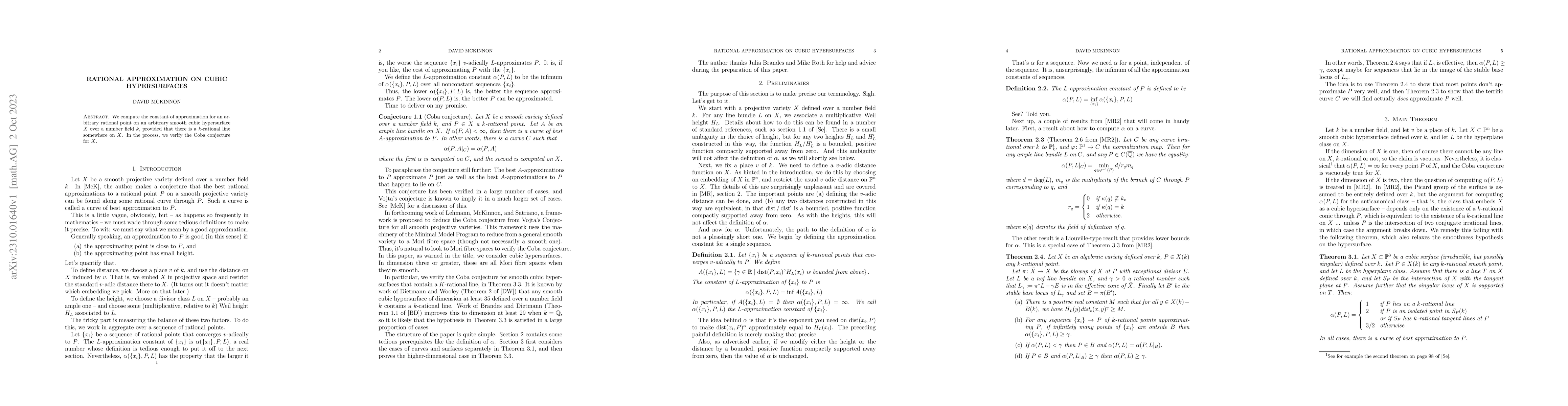 Thumbnail for Rational approximation on cubic hypersurfaces