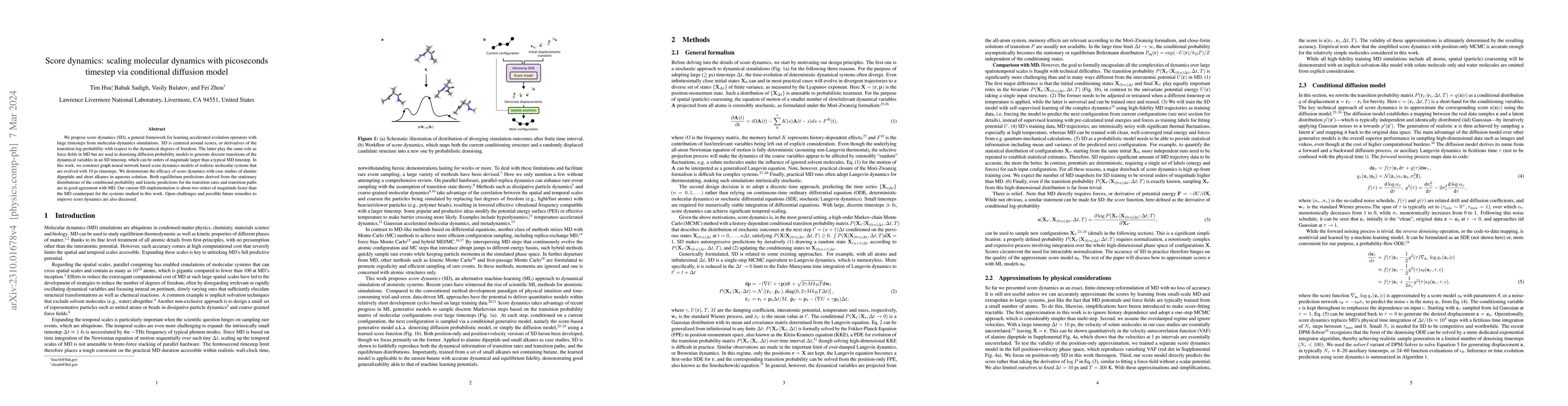 Thumbnail for Score dynamics: scaling molecular dynamics with picoseconds timestep via
  conditional diffusion model