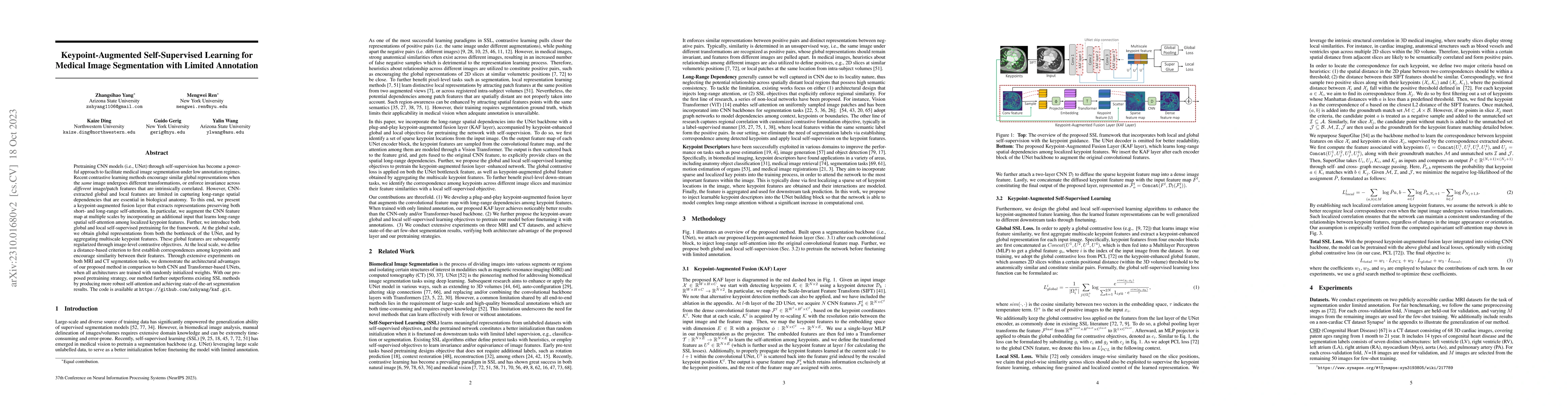 Thumbnail for Keypoint-Augmented Self-Supervised Learning for Medical Image
  Segmentation with Limited Annotation