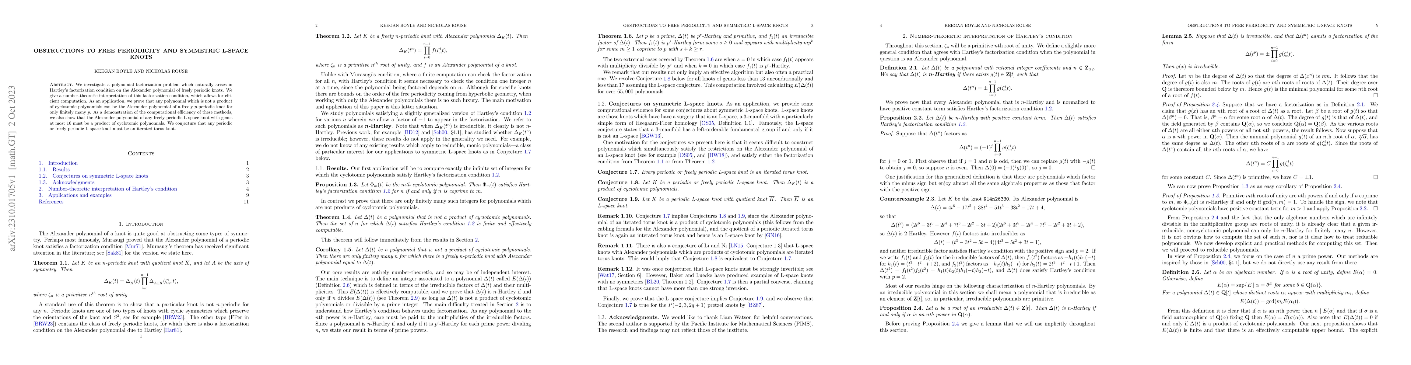 Thumbnail for Obstructions to free periodicity and symmetric L-space knots