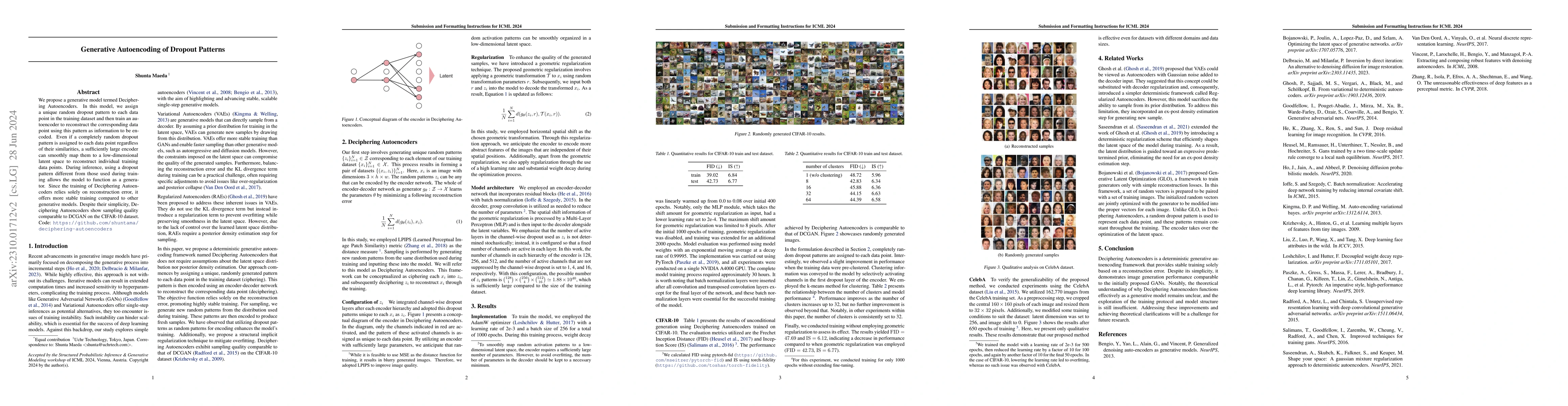 Thumbnail for Generative Autoencoding of Dropout Patterns