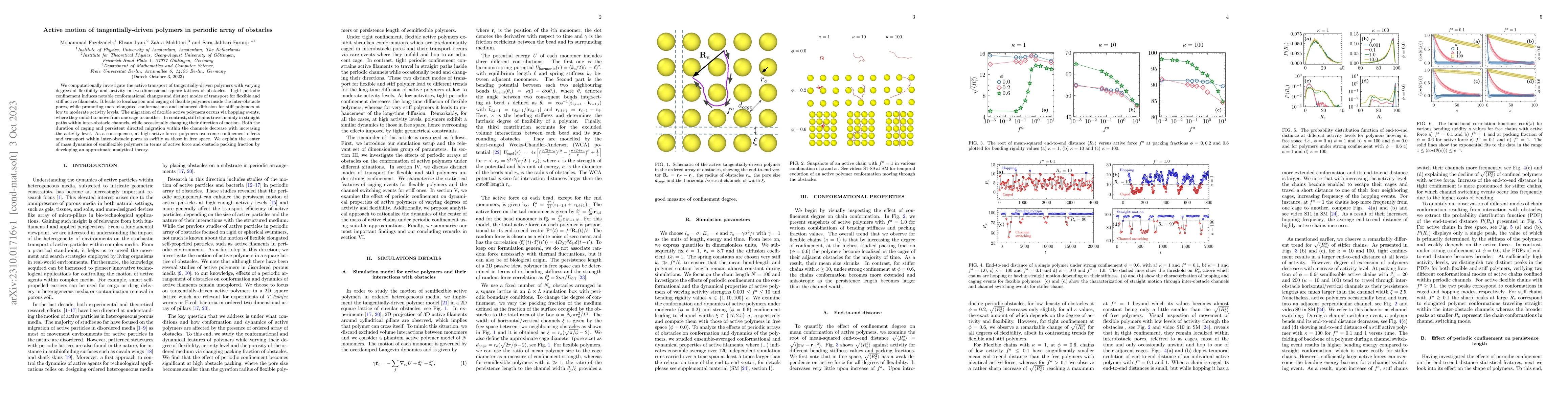 Thumbnail for Active motion of tangentially-driven polymers in periodic array of
  obstacles