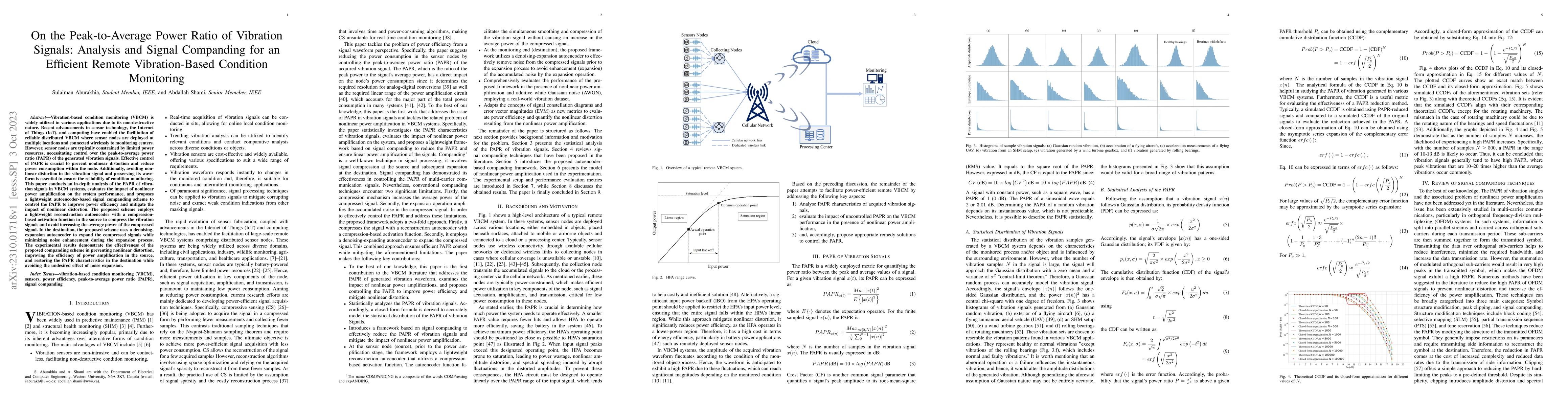 Thumbnail for On the Peak-to-Average Power Ratio of Vibration Signals: Analysis and
  Signal Companding for an Efficient Remote Vibration-Based Condition
  Monitoring