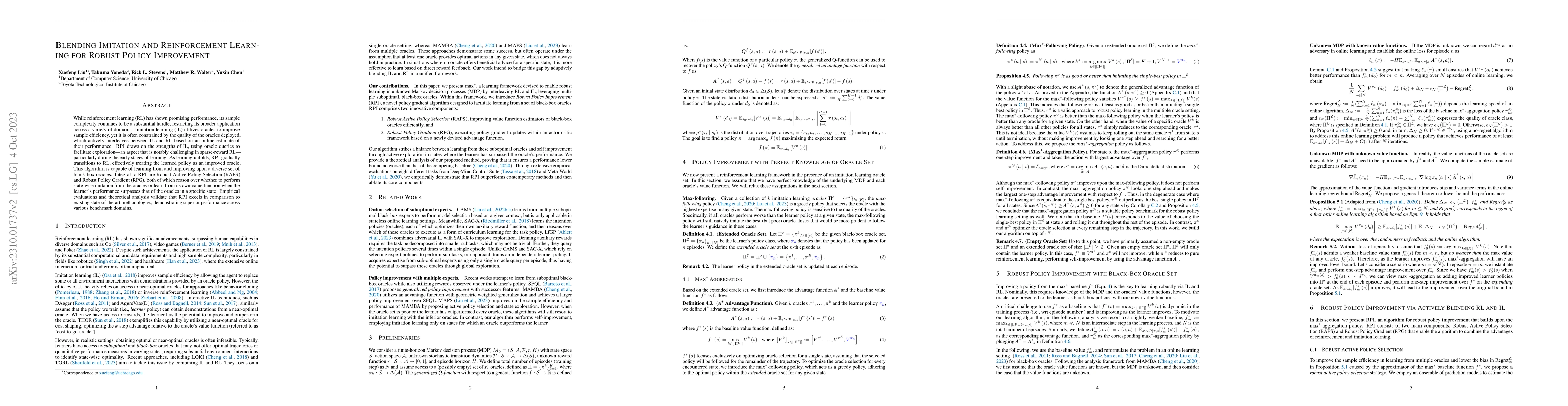 Thumbnail for Blending Imitation and Reinforcement Learning for Robust Policy
  Improvement