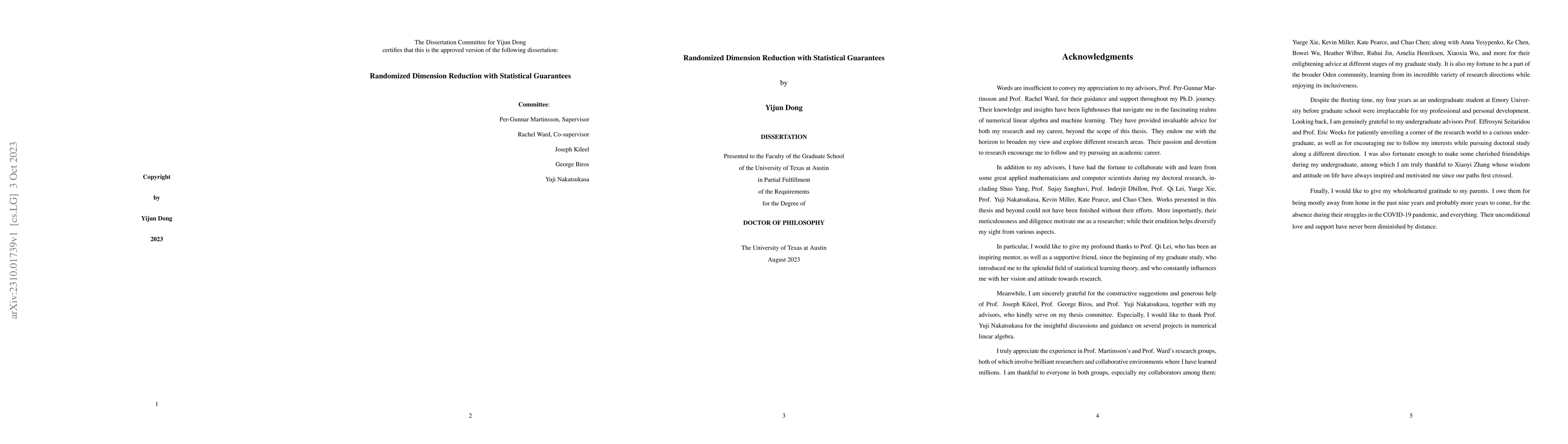 Thumbnail for Randomized Dimension Reduction with Statistical Guarantees