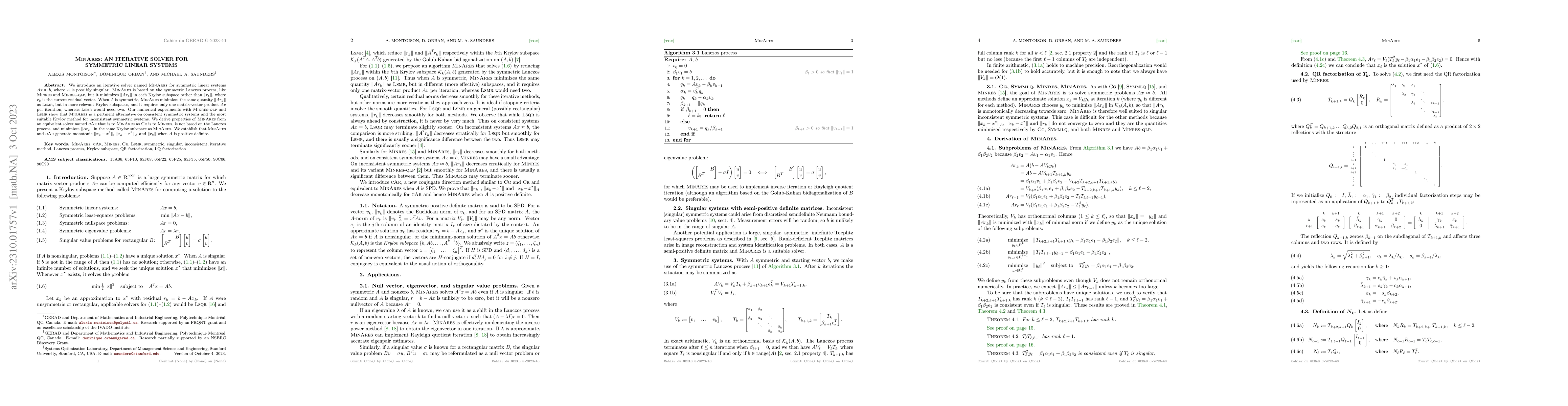 Thumbnail for MinAres: An Iterative Solver for Symmetric Linear Systems