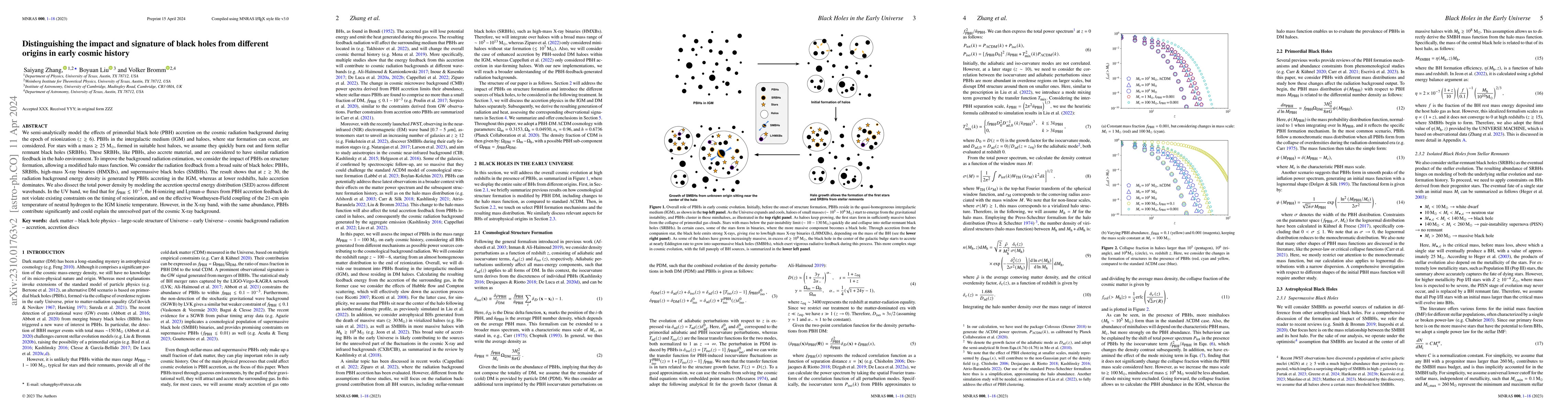Thumbnail for Distinguishing the impact and signature of black holes from different
  origins in early cosmic history