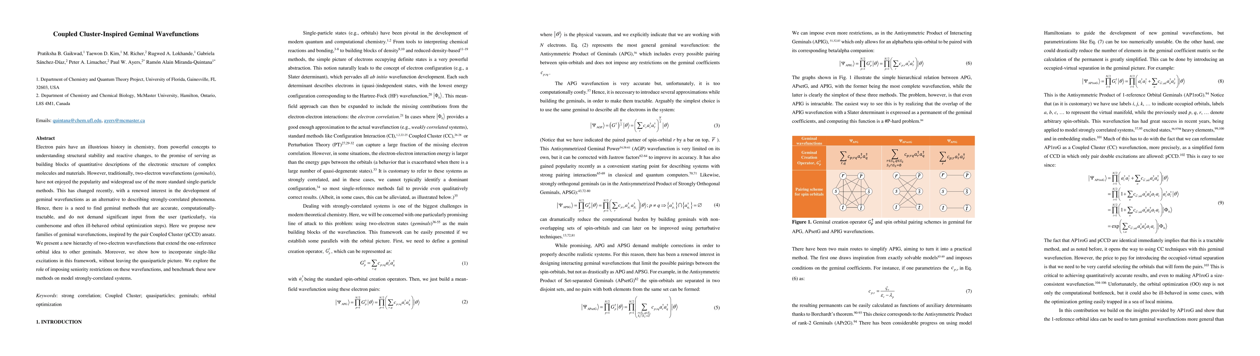 Thumbnail for Coupled Cluster-Inspired Geminal Wavefunctions