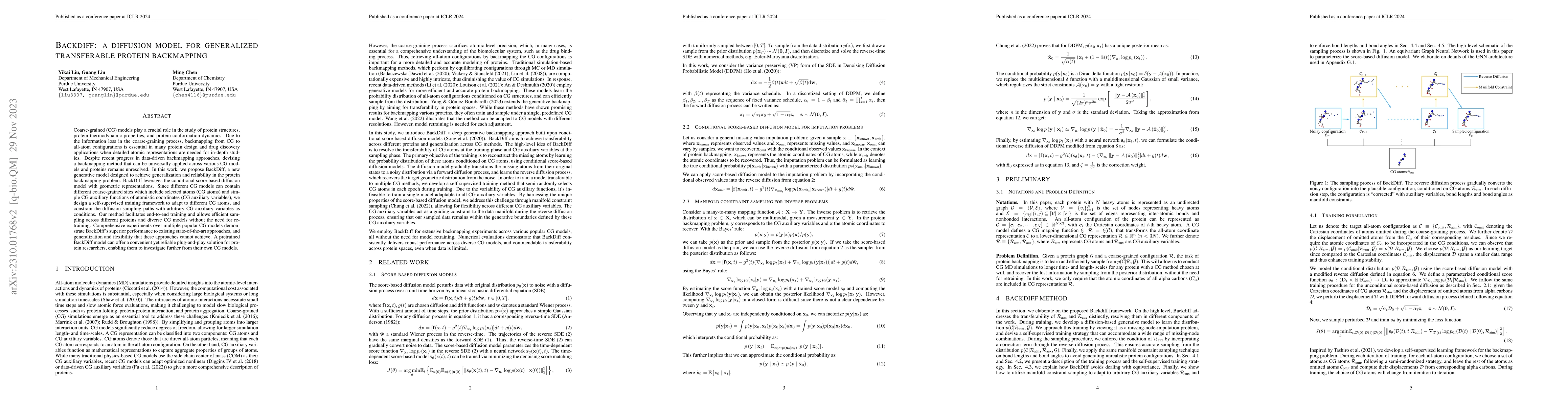 Thumbnail for Backdiff: a diffusion model for generalized transferable protein
  backmapping