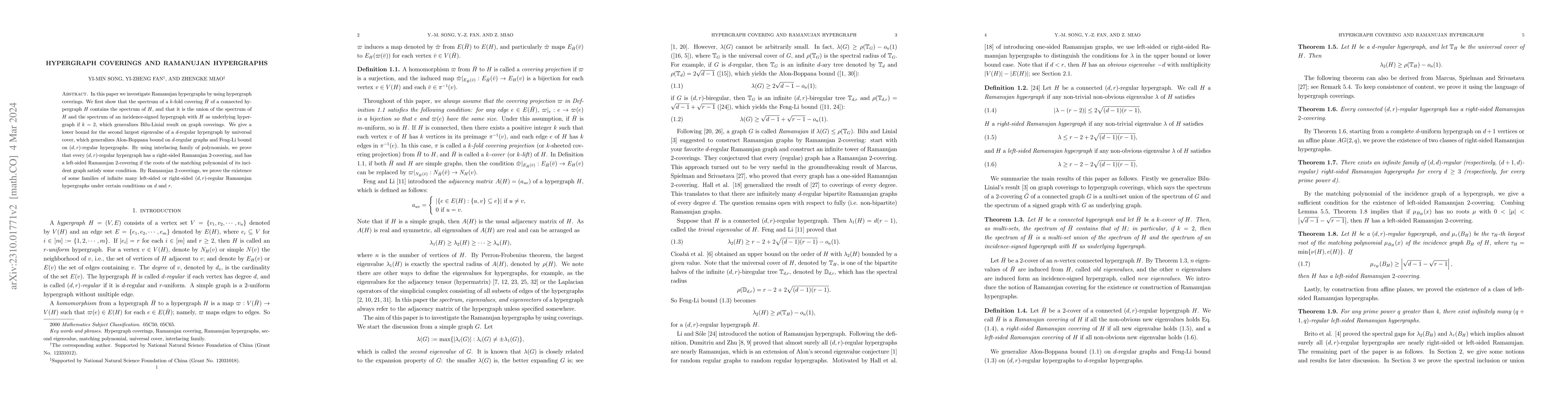 Thumbnail for Hypergraph coverings and Ramanujan Hypergraphs