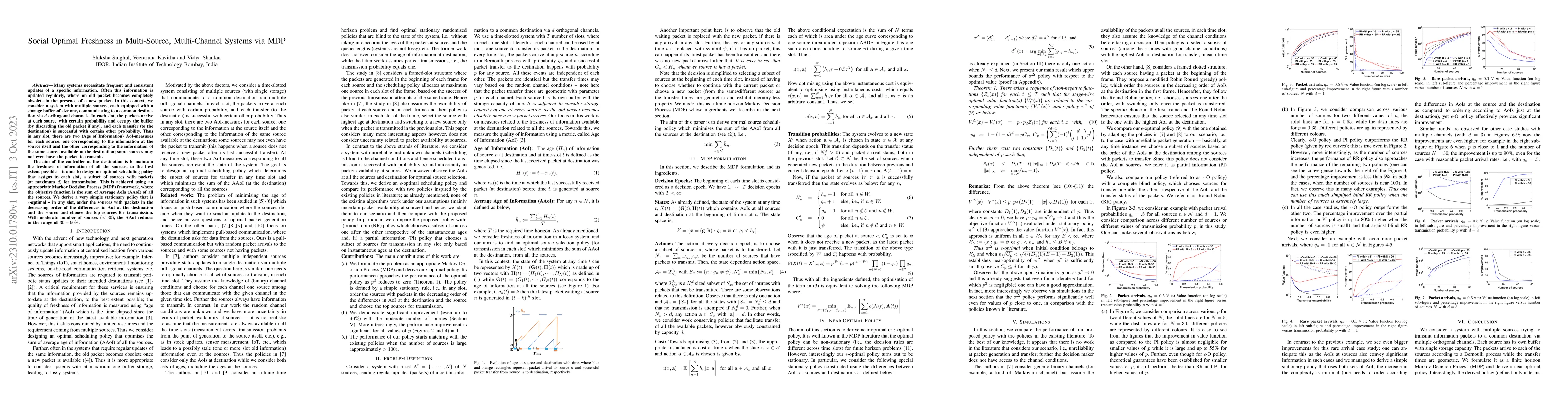 Thumbnail for Social Optimal Freshness in Multi-Source, Multi-Channel Systems via MDP
