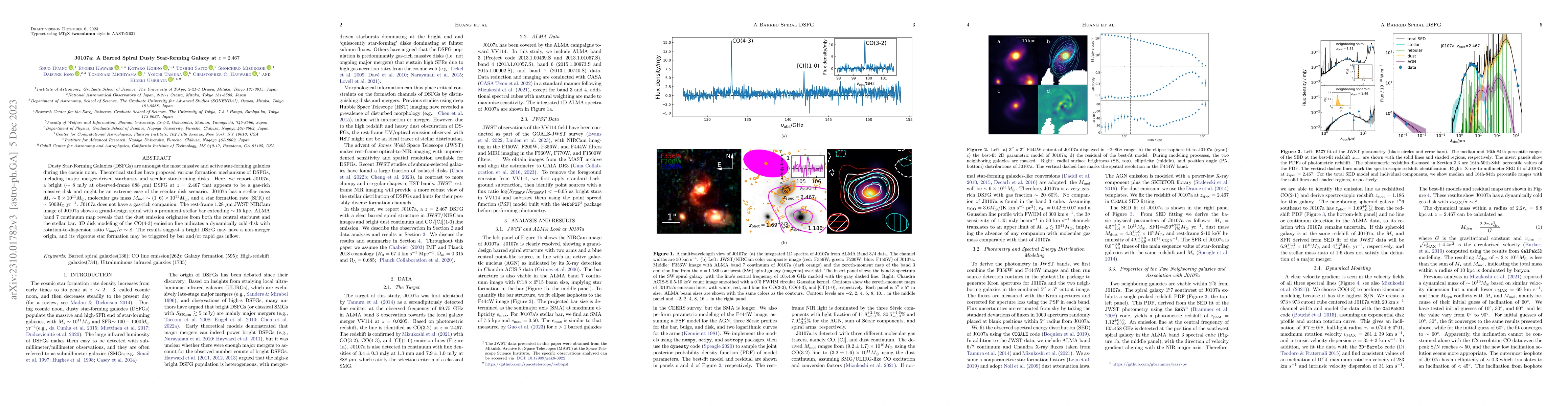 Thumbnail for J0107a: A Barred Spiral Dusty Star-forming Galaxy at $z=2.467$
