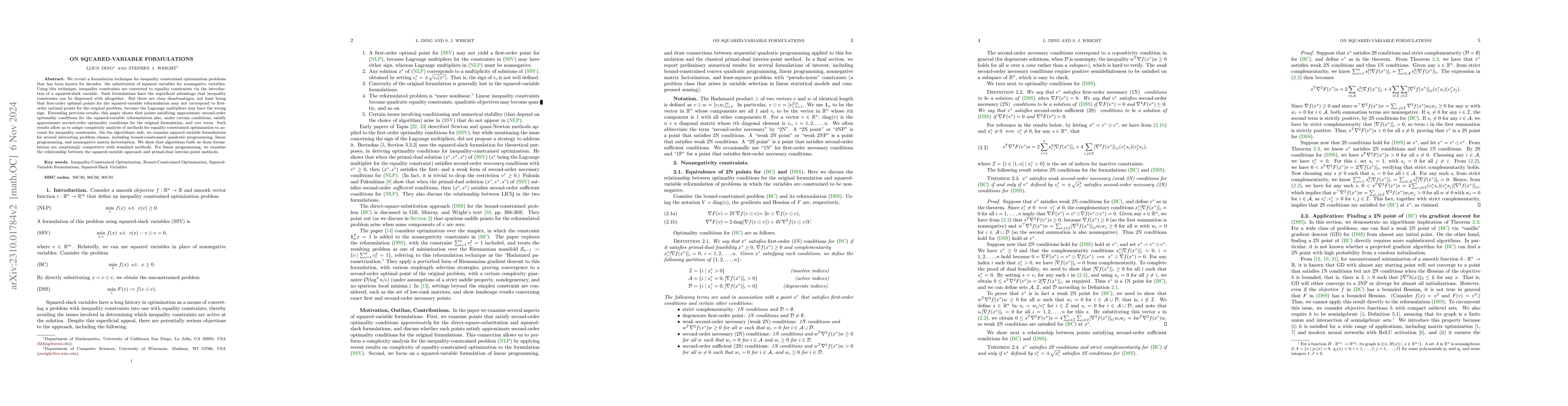 Thumbnail for On Squared-Variable Formulations