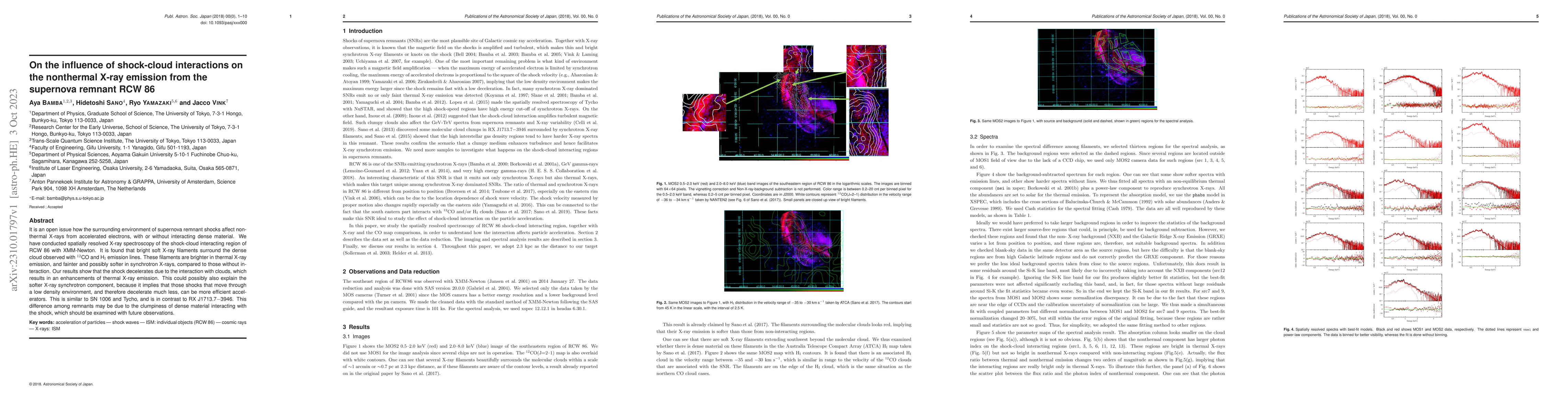 Thumbnail for On the influence of shock-cloud interactions on the nonthermal X-ray
  emission from the supernova remnant RCW 86