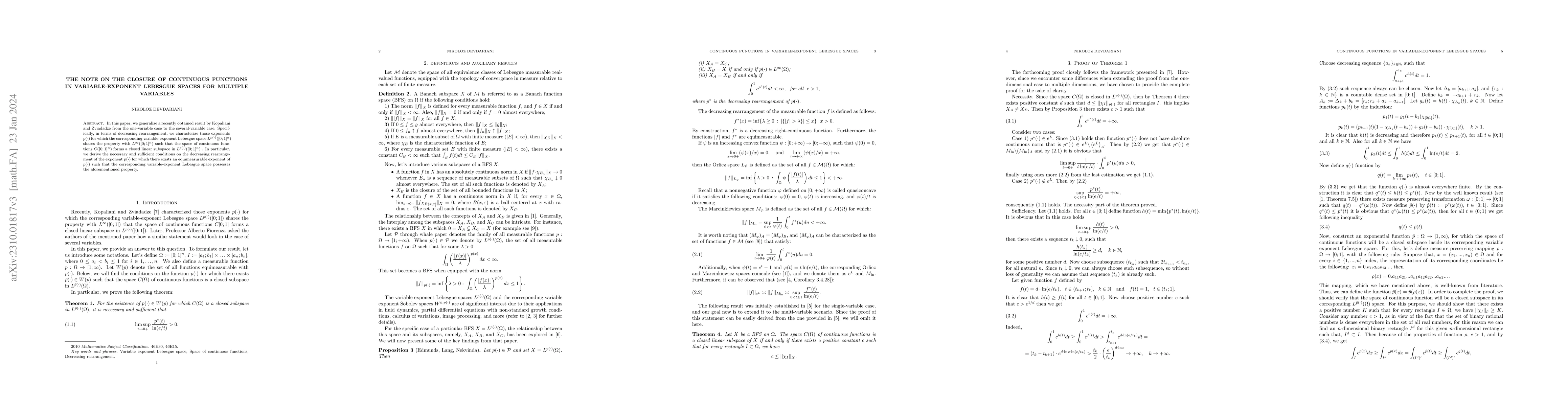 Thumbnail for The Note on the Closure of Continuous Functions in Variable-Exponent
  Lebesgue Spaces for Multiple Variables