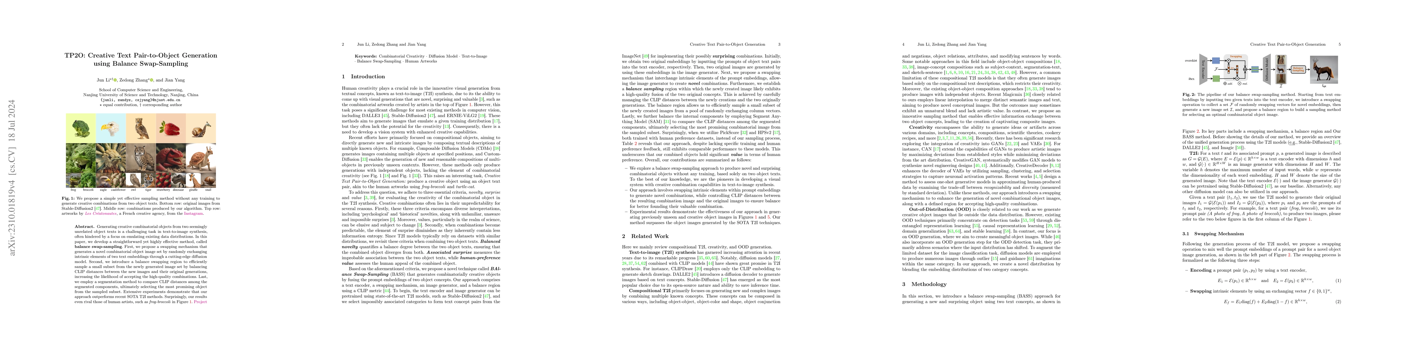 Thumbnail for TP2O: Creative Text Pair-to-Object Generation using Balance
  Swap-Sampling
