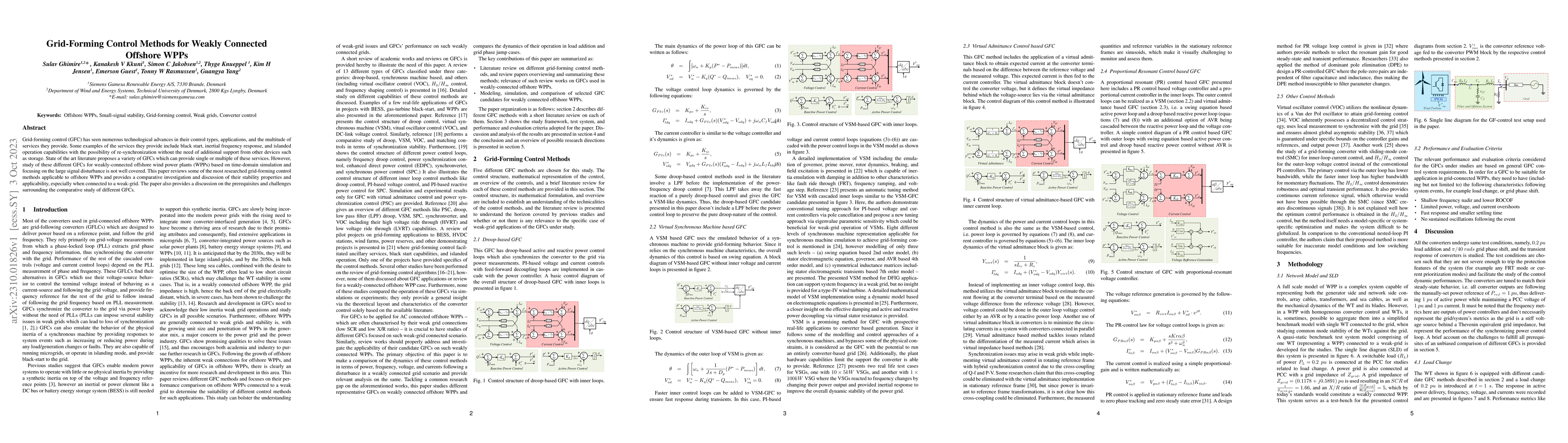 Thumbnail for Grid-Forming Control Methods for Weakly Connected Offshore WPPs