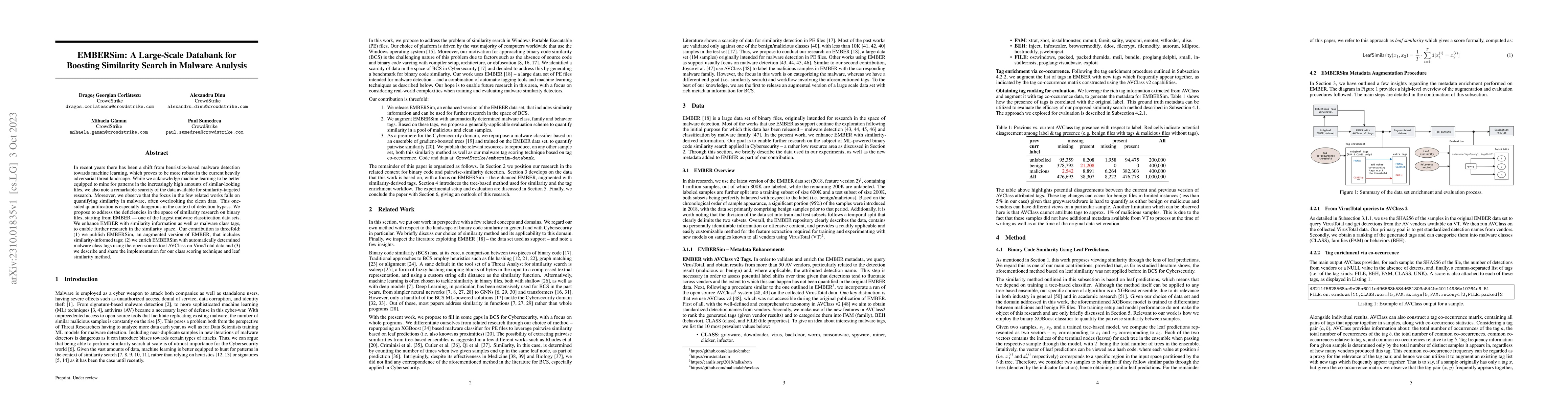Thumbnail for EMBERSim: A Large-Scale Databank for Boosting Similarity Search in
  Malware Analysis