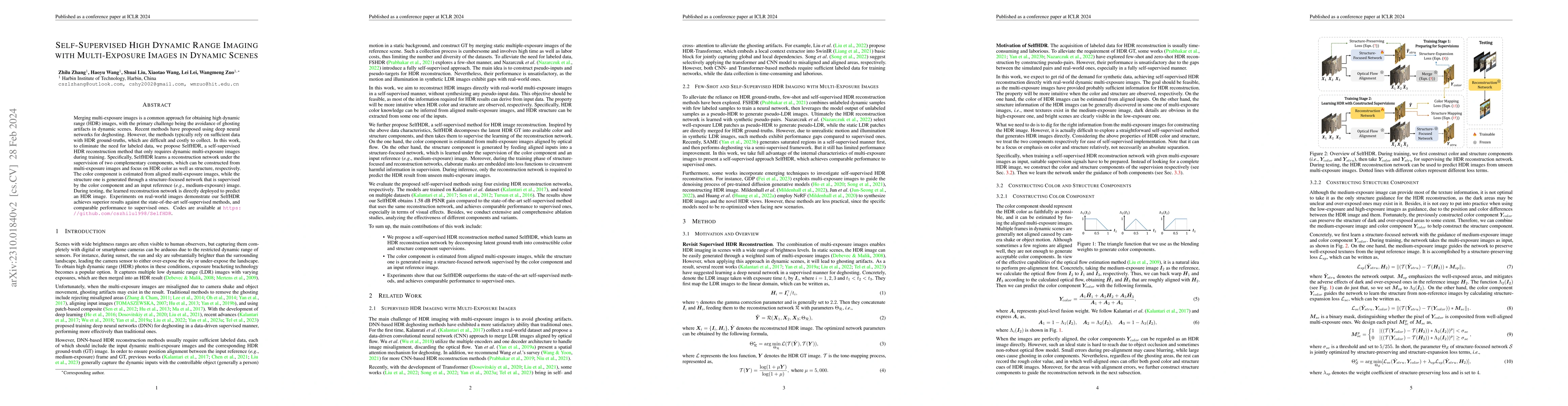 Thumbnail for Self-Supervised High Dynamic Range Imaging with Multi-Exposure Images in
  Dynamic Scenes