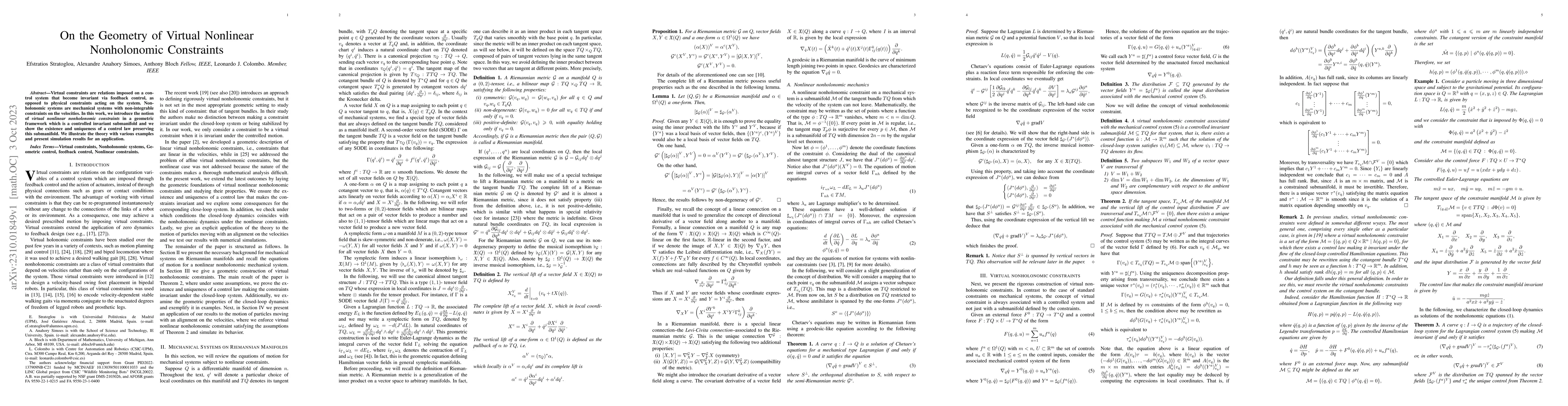Thumbnail for On the Geometry of Virtual Nonlinear Nonholonomic Constraints