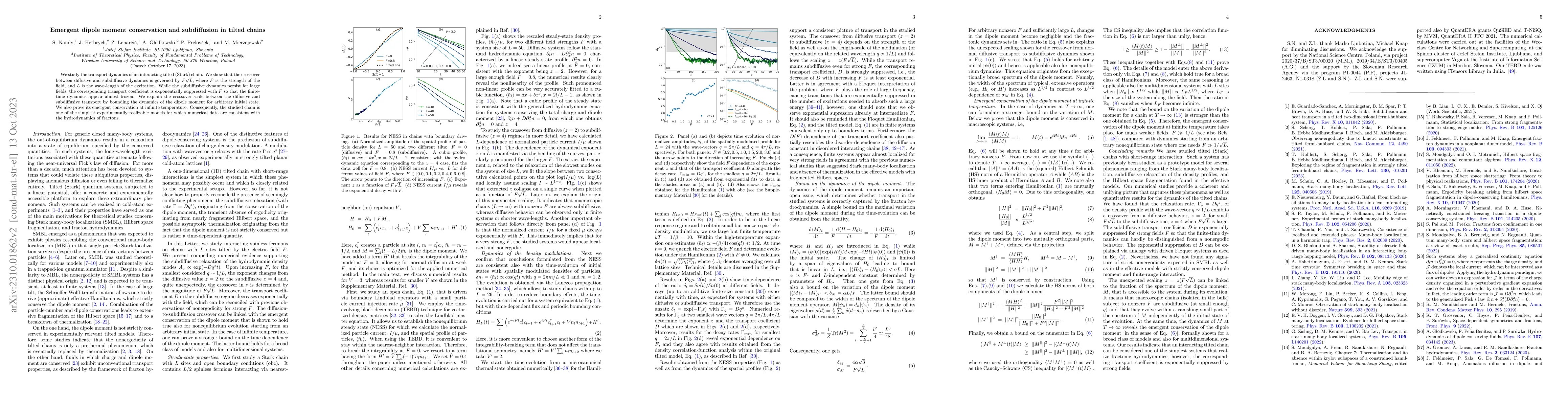 Thumbnail for Emergent dipole moment conservation and subdiffusion in tilted chains