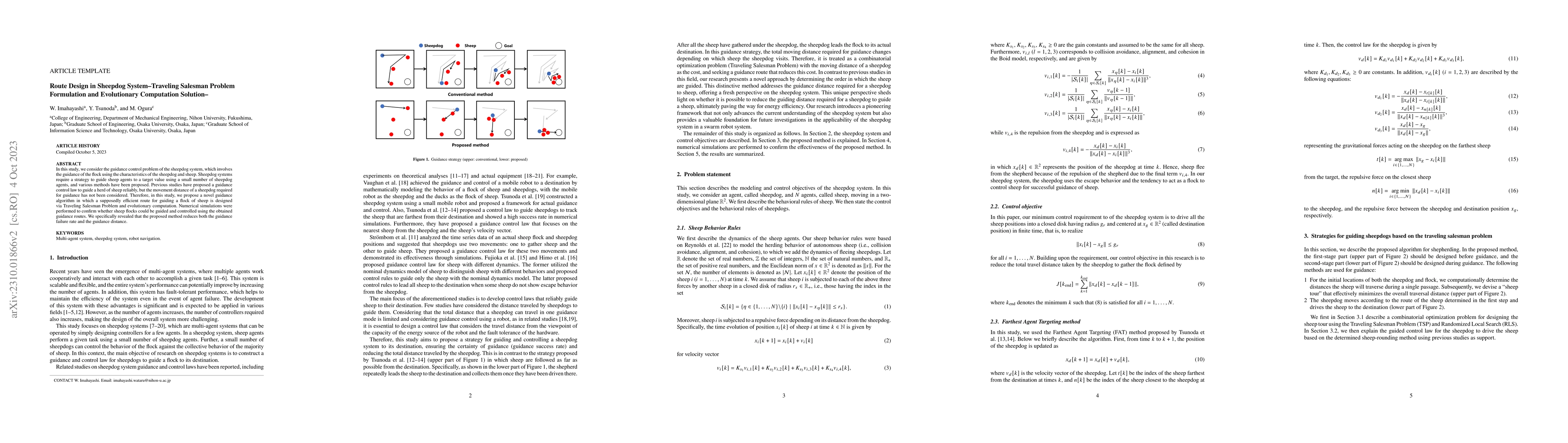 Thumbnail for Route Design in Sheepdog System--Traveling Salesman Problem Formulation
  and Evolutionary Computation Solution--