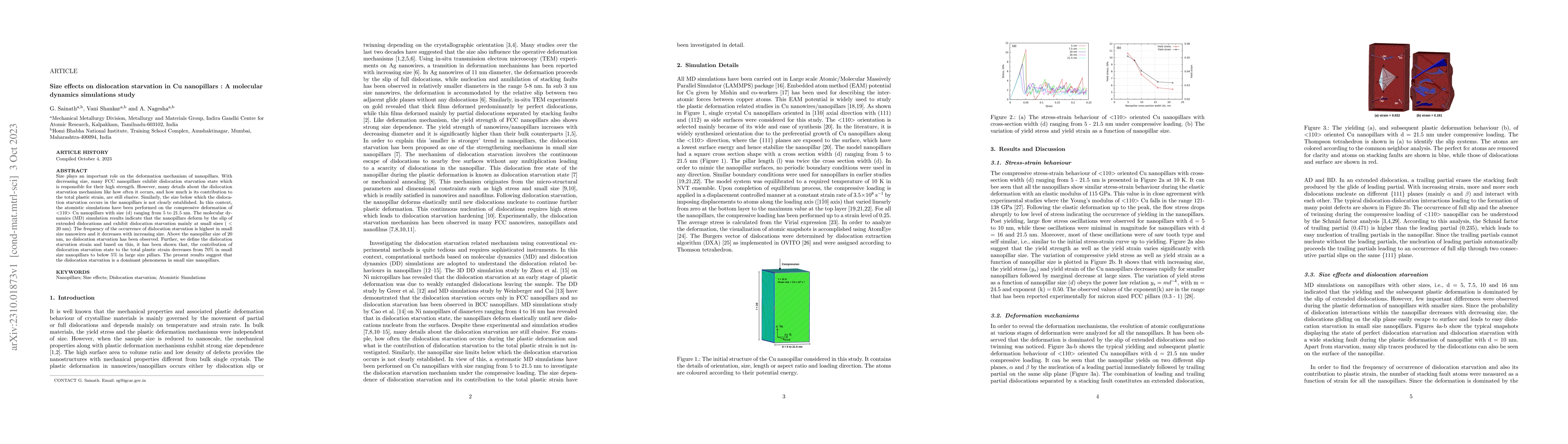 Thumbnail for Size effects on dislocation starvation in Cu nanopillars : A molecular
  dynamics simulations study