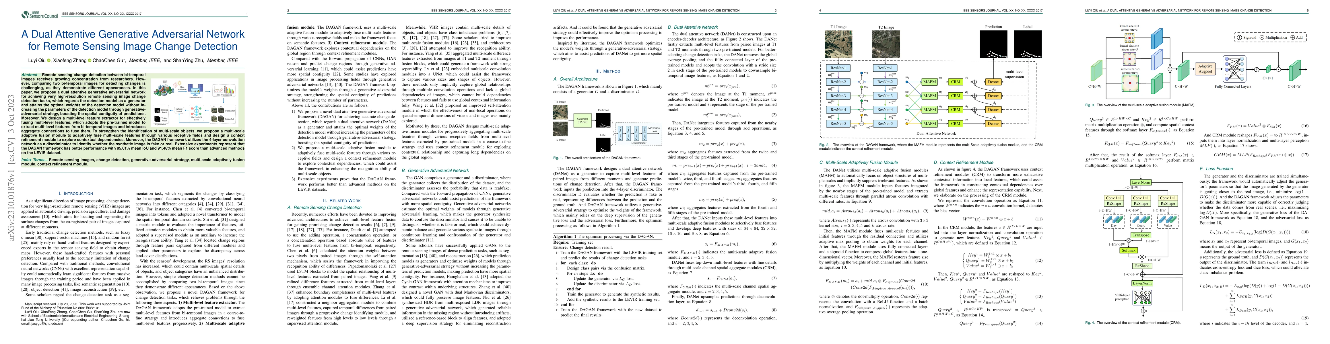 Thumbnail for A Dual Attentive Generative Adversarial Network for Remote Sensing Image
  Change Detection