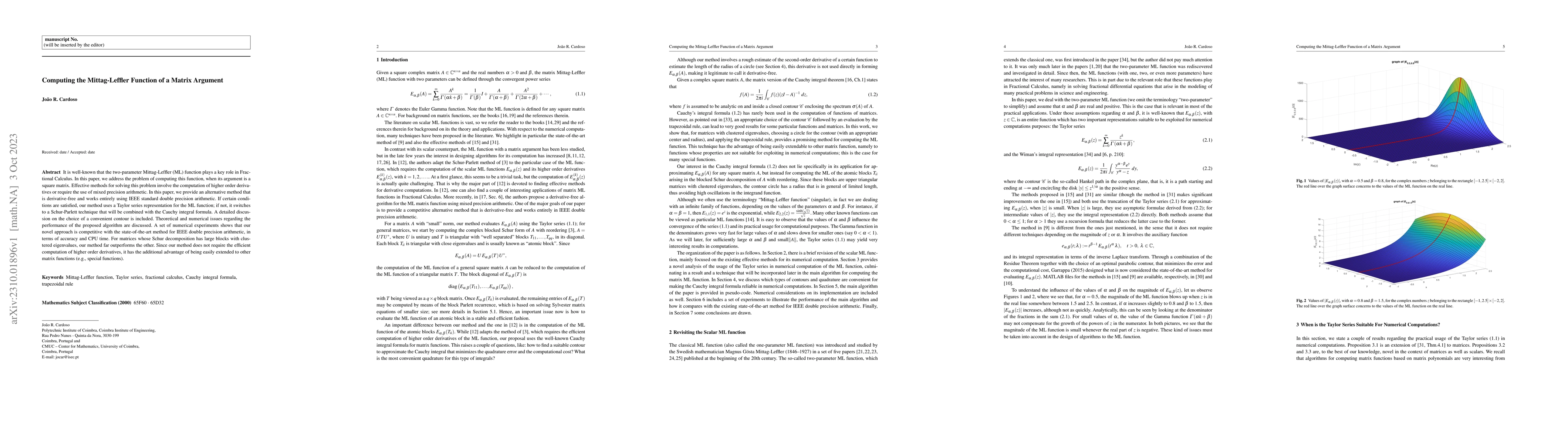 Thumbnail for Computing the Mittag-Leffler Function of a Matrix Argument