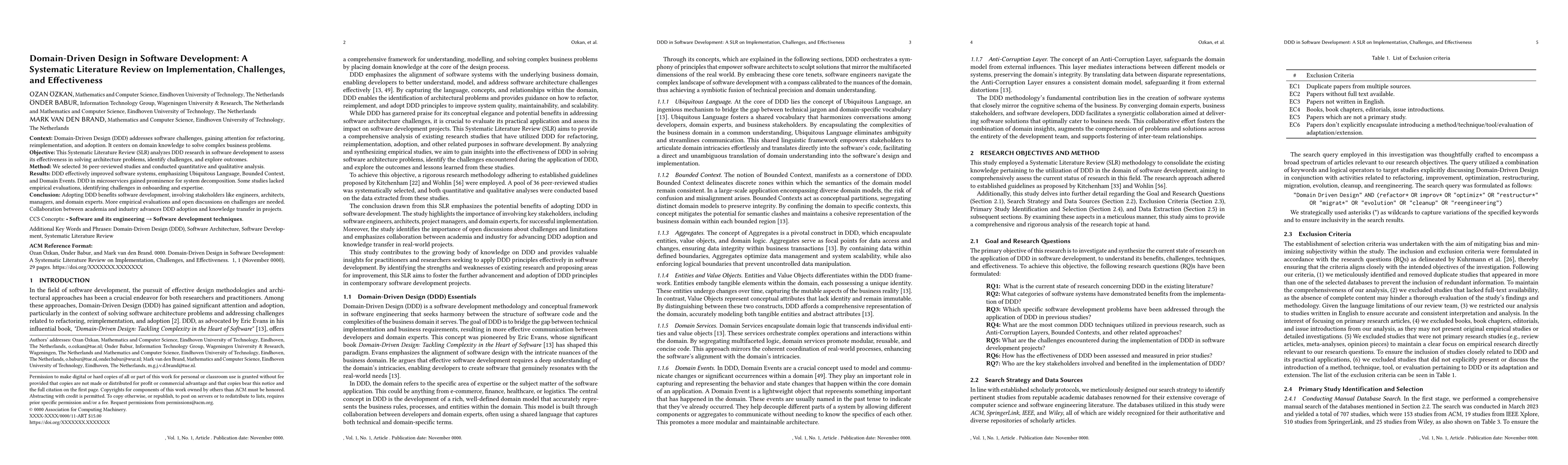 Thumbnail for Domain-Driven Design in Software Development: A Systematic Literature
  Review on Implementation, Challenges, and Effectiveness