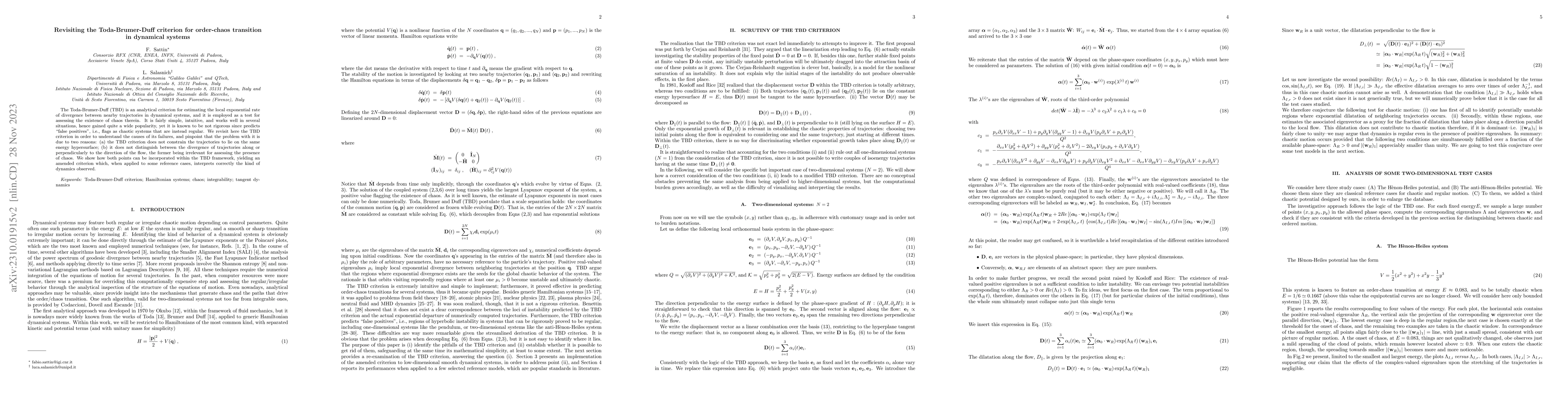Thumbnail for Revisiting the Toda-Brumer-Duff criterion for order-chaos transition in
  dynamical systems