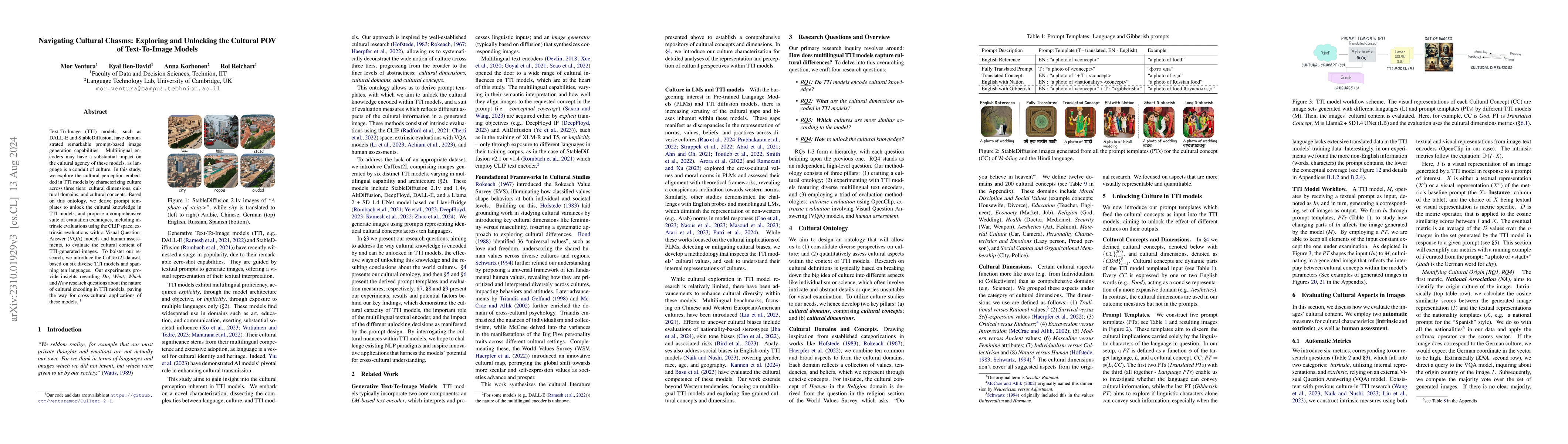 Thumbnail for Navigating Cultural Chasms: Exploring and Unlocking the Cultural POV of
  Text-To-Image Models