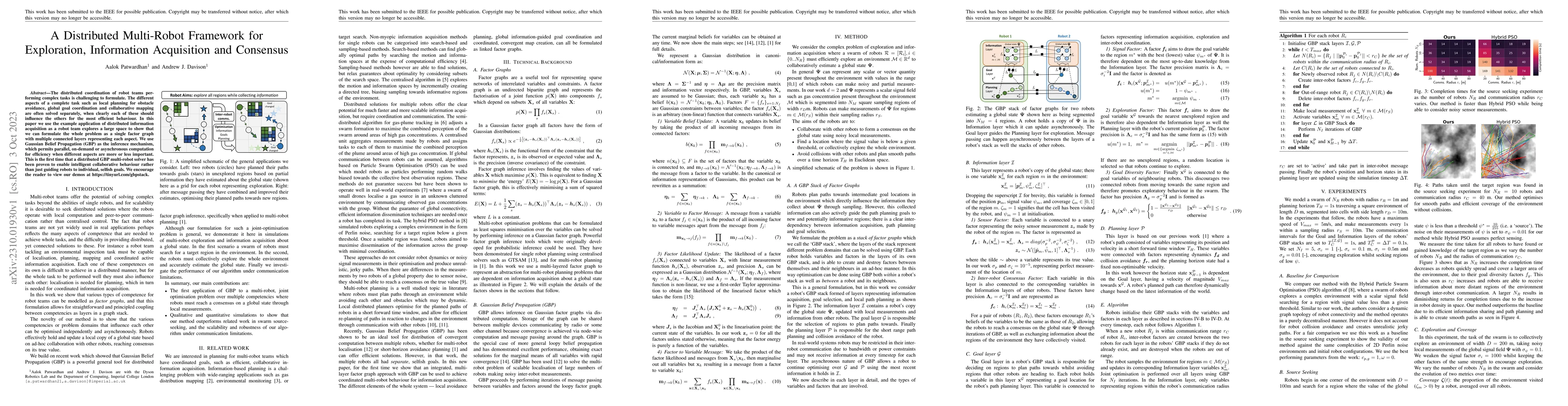 Thumbnail for A Distributed Multi-Robot Framework for Exploration, Information
  Acquisition and Consensus