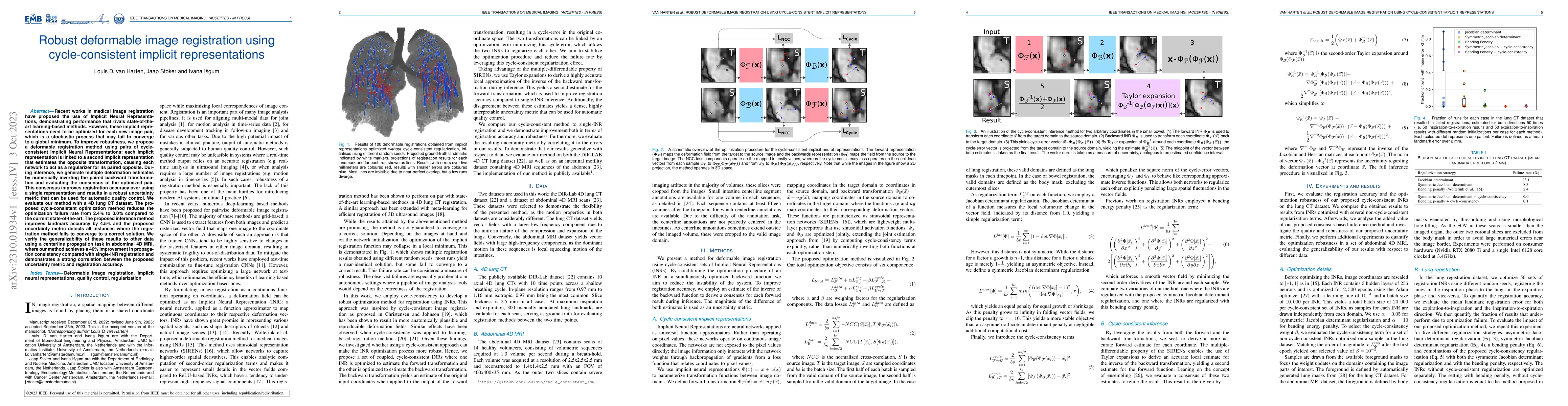 Thumbnail for Robust deformable image registration using cycle-consistent implicit
  representations