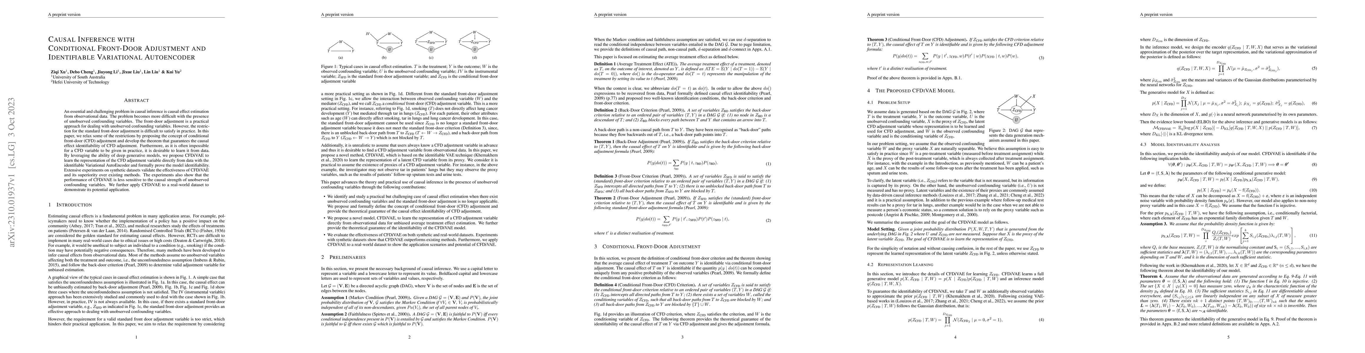 Thumbnail for Causal Inference with Conditional Front-Door Adjustment and Identifiable
  Variational Autoencoder