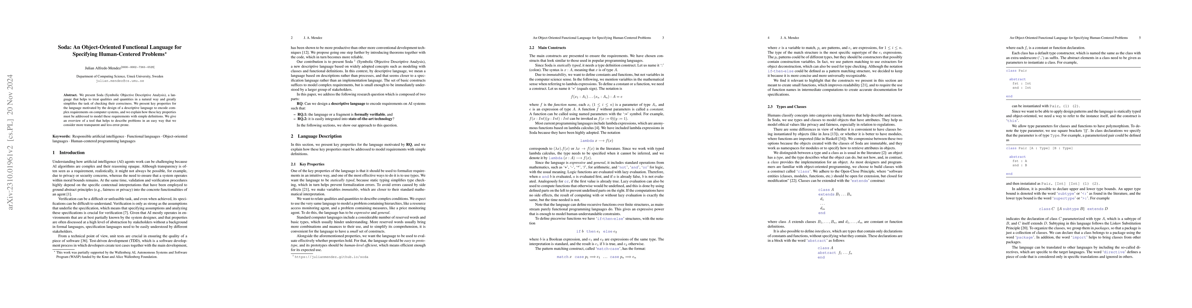 Thumbnail for Soda: An Object-Oriented Functional Language for Specifying
  Human-Centered Problems