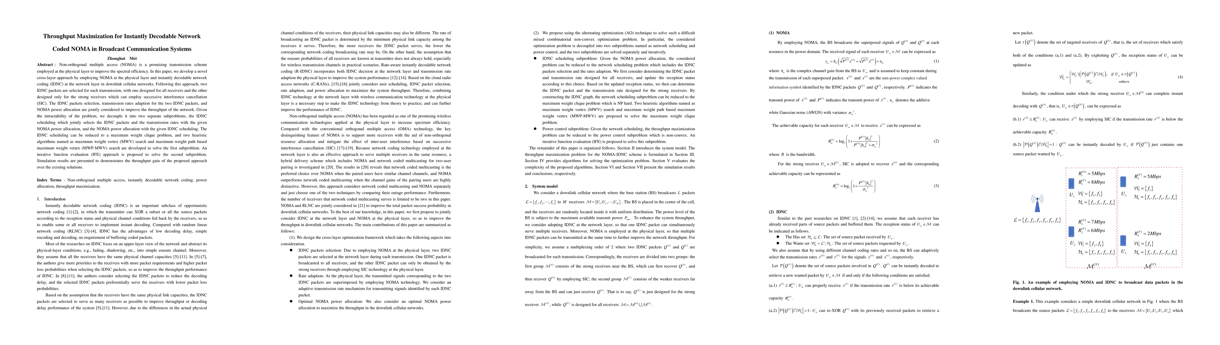 Thumbnail for Throughput Maximization for Instantly Decodable Network Coded NOMA in
  Broadcast Communication Systems