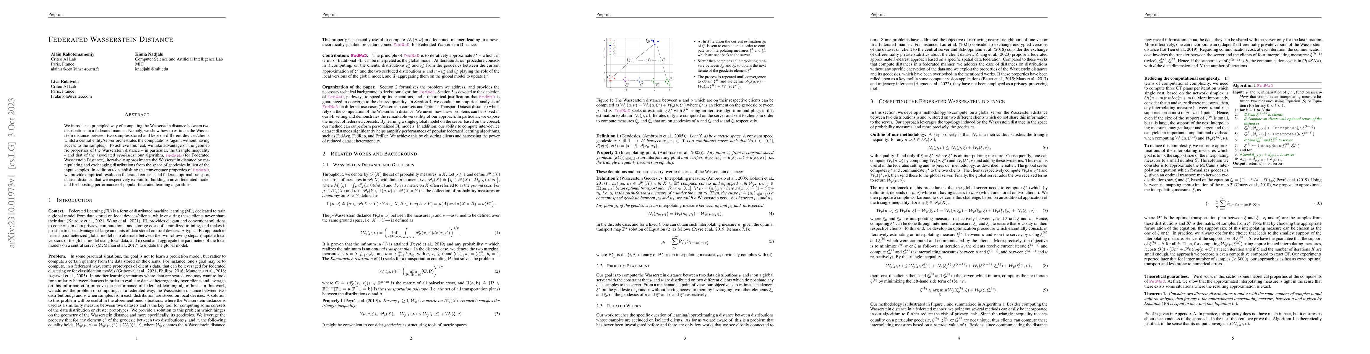 Thumbnail for Federated Wasserstein Distance