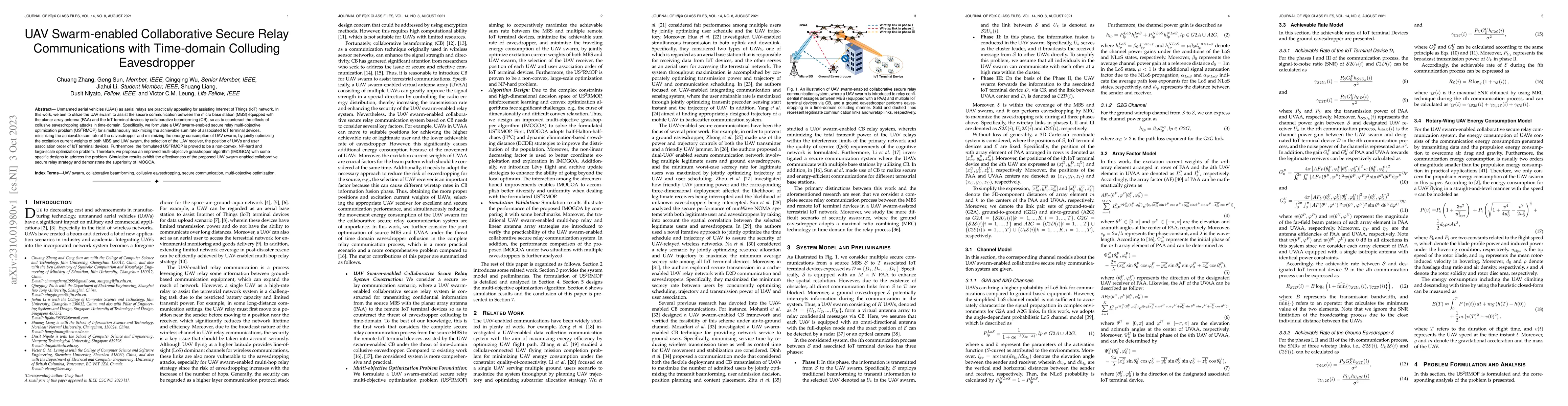 Thumbnail for UAV Swarm-enabled Collaborative Secure Relay Communications with
  Time-domain Colluding Eavesdropper