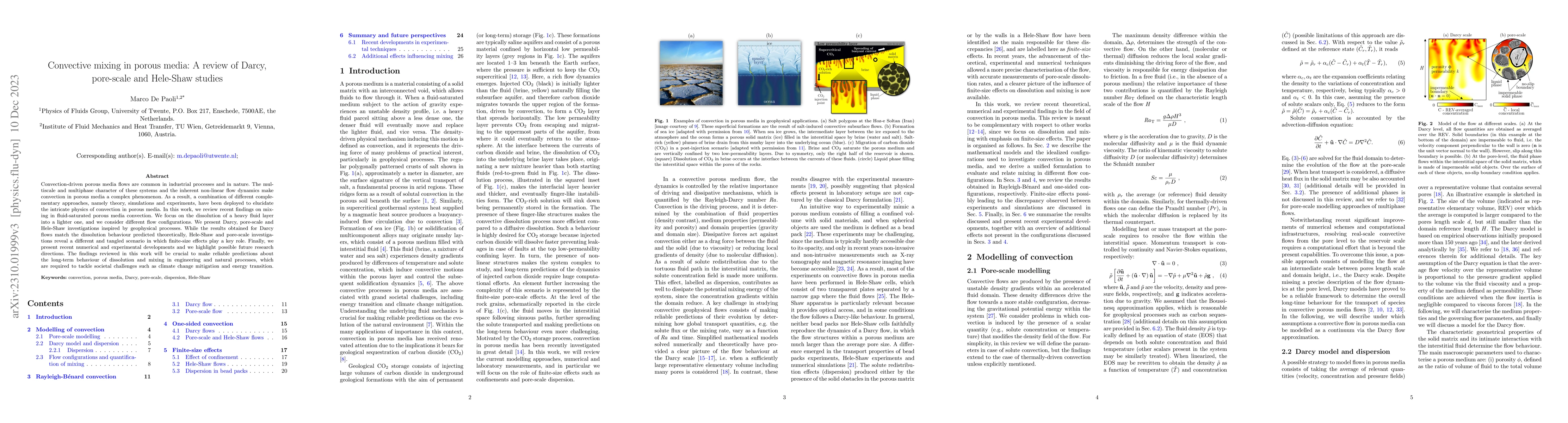 Thumbnail for Convective mixing in porous media: A review of Darcy, pore-scale and
  Hele-Shaw studies