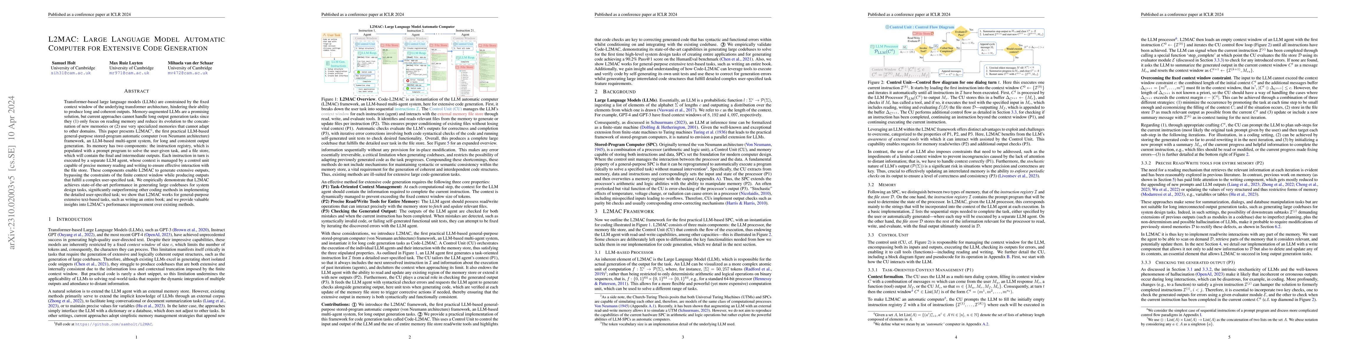 Thumbnail for L2MAC: Large Language Model Automatic Computer for Extensive Code
  Generation