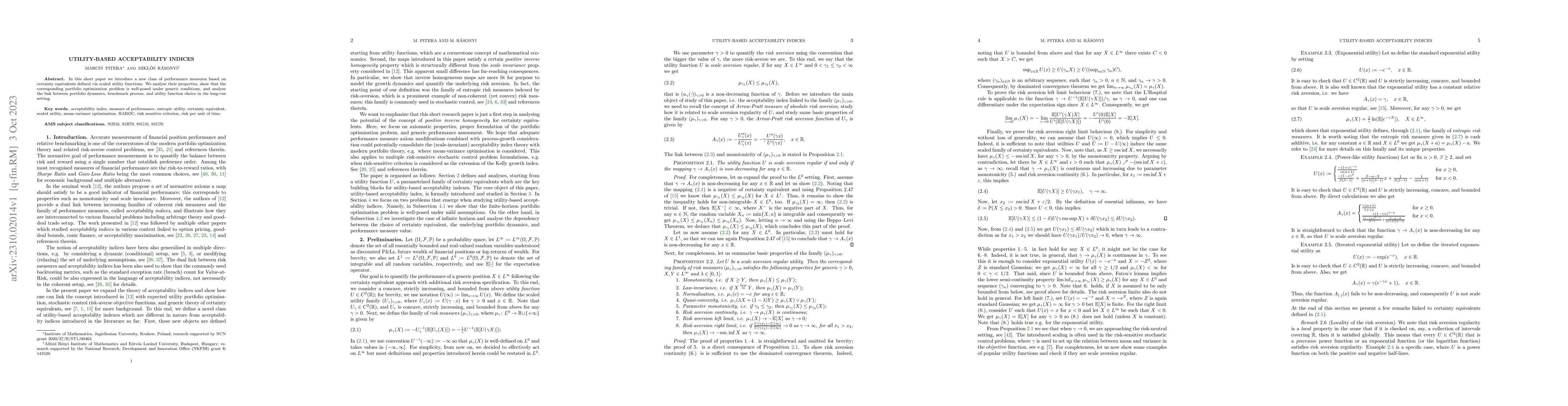 Thumbnail for Utility-based acceptability indices