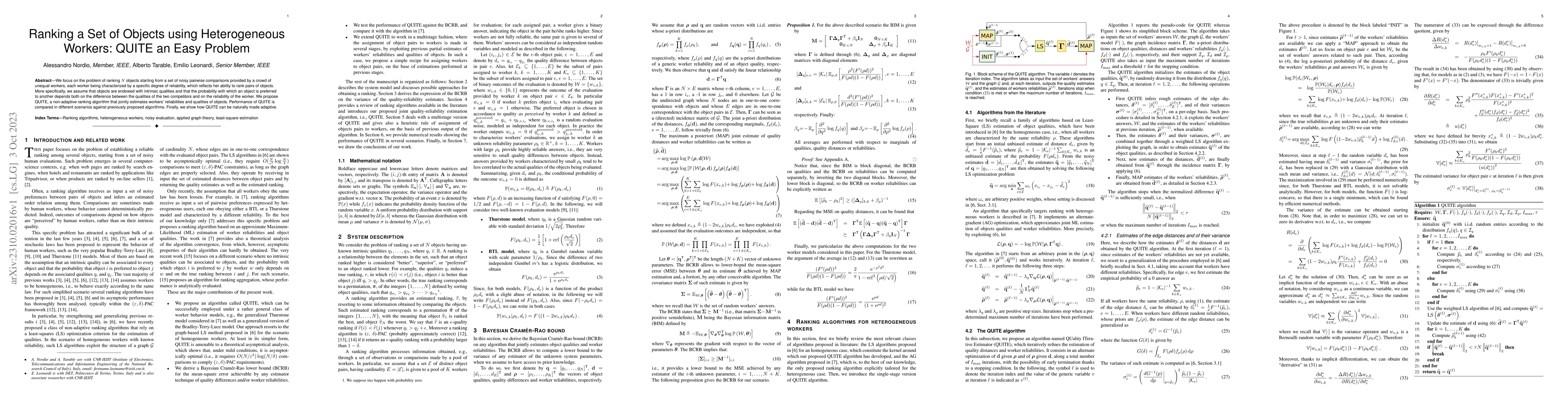 Thumbnail for Ranking a Set of Objects using Heterogeneous Workers: QUITE an Easy
  Problem