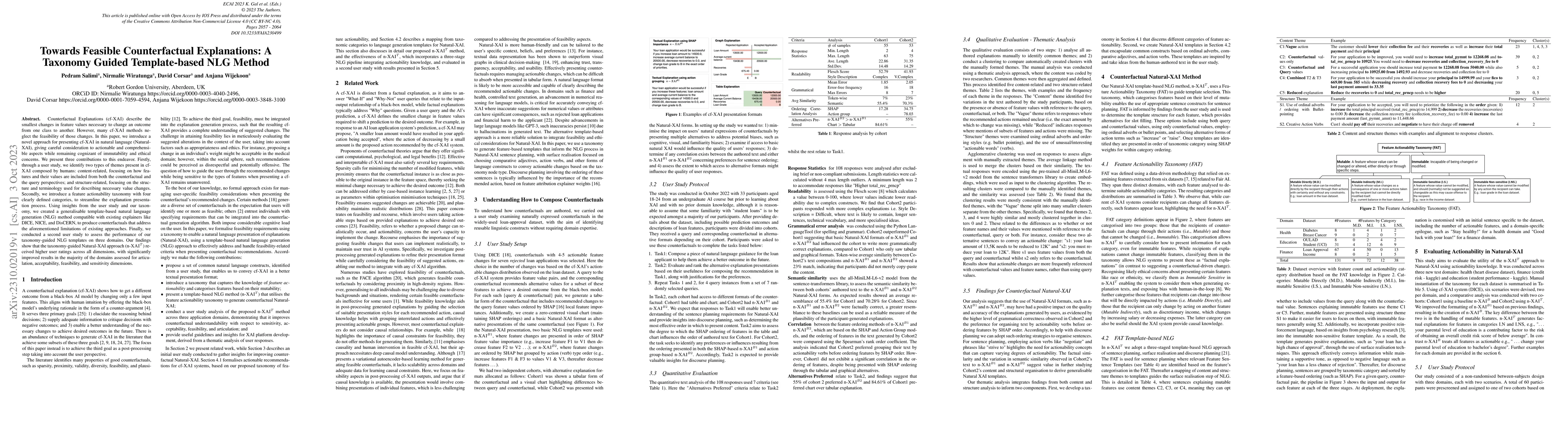 Thumbnail for Towards Feasible Counterfactual Explanations: A Taxonomy Guided
  Template-based NLG Method