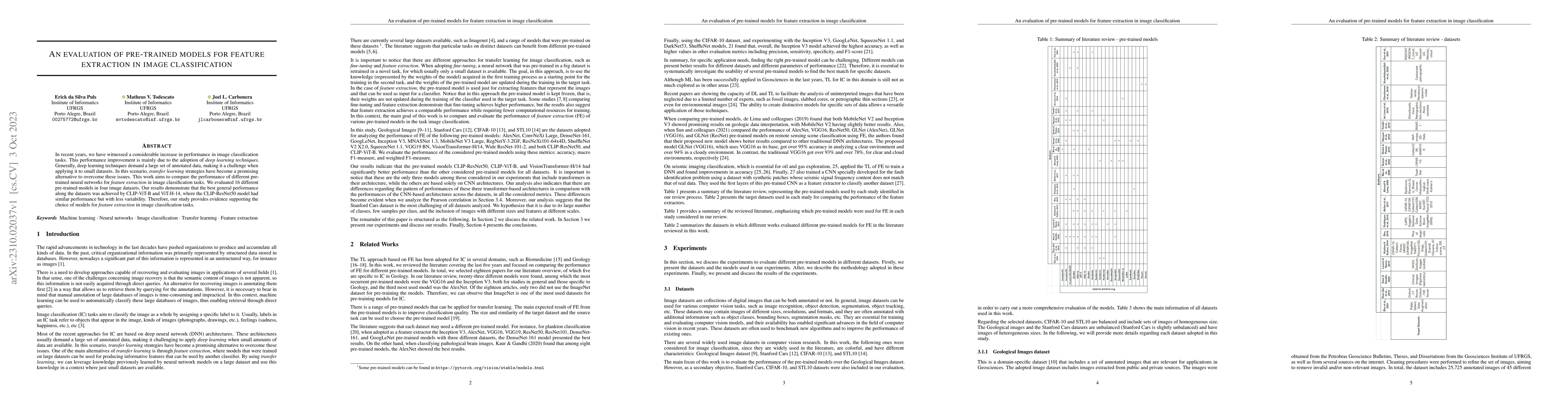 Thumbnail for An evaluation of pre-trained models for feature extraction in image
  classification