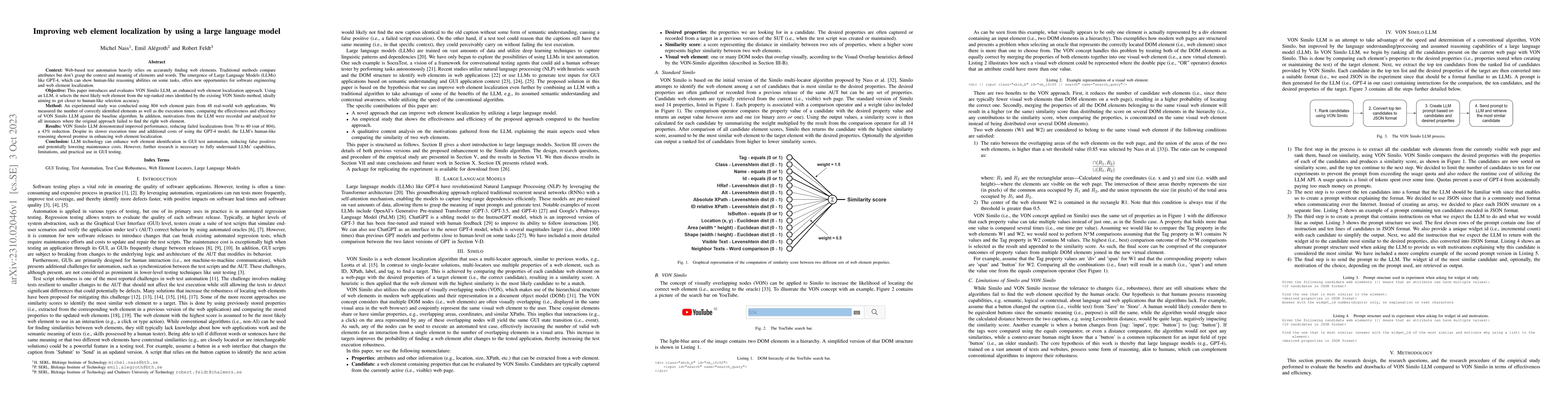 Thumbnail for Improving web element localization by using a large language model