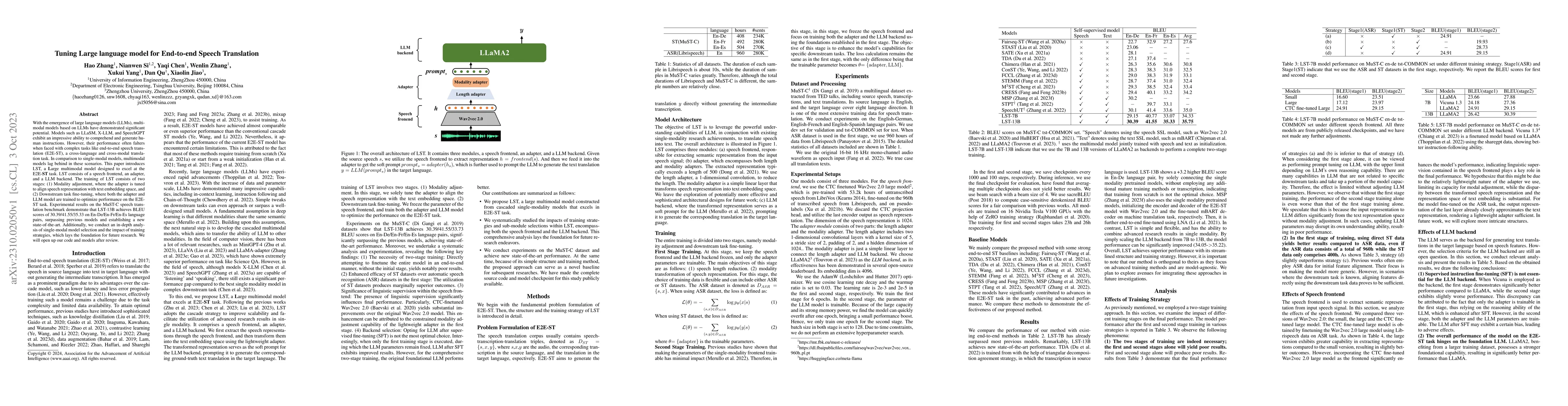 Thumbnail for Tuning Large language model for End-to-end Speech Translation