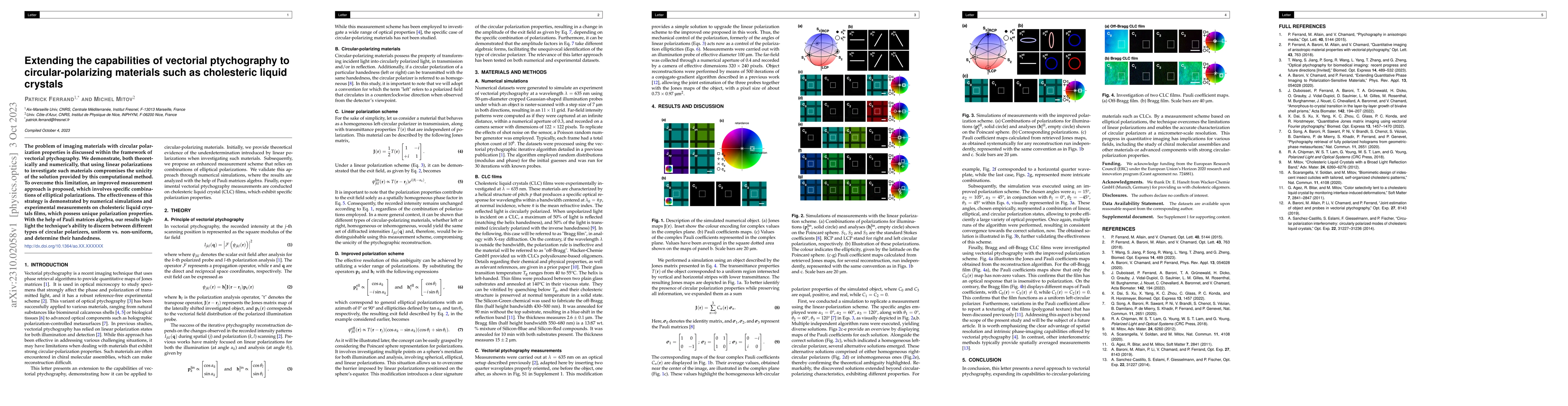 Thumbnail for Extending the capabilities of vectorial ptychography to
  circular-polarizing materials such as cholesteric liquid crystals