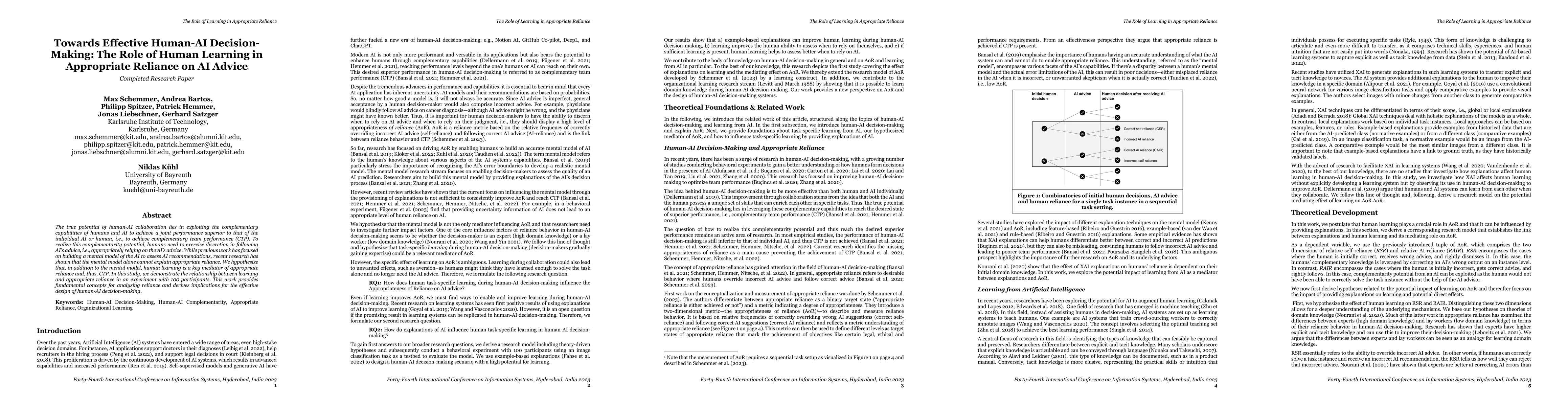 Thumbnail for Towards Effective Human-AI Decision-Making: The Role of Human Learning
  in Appropriate Reliance on AI Advice